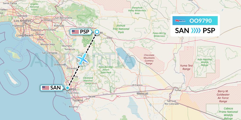 OO9790 SkyWest Airlines Flight Map: San Diego to Palm Springs