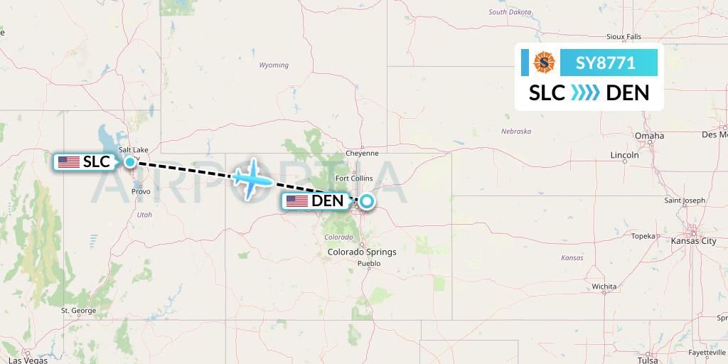 SY8771 Sun Country Airlines Flight Map: Salt Lake City to Denver