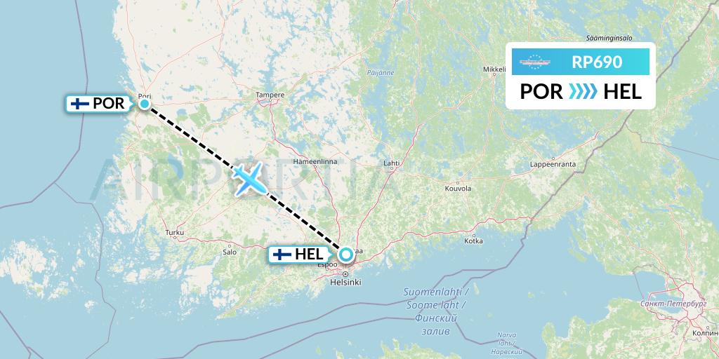 RP690 BASE (Budapest Aircraft Services) Flight Map: Pori to Helsinki