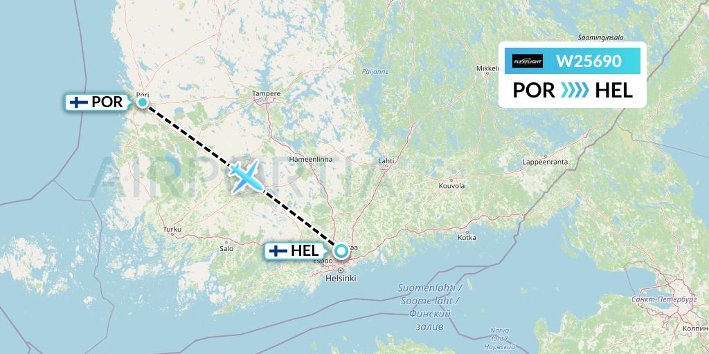 W25690 Flex Flight Flight Map: Pori to Helsinki