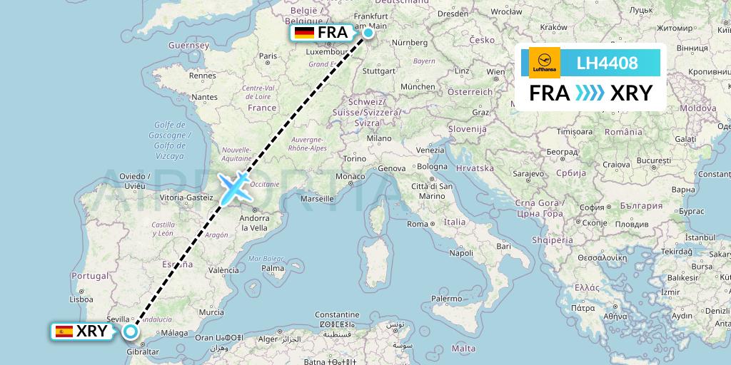 LH4408 Lufthansa Flight Map: Frankfurt to Jerez