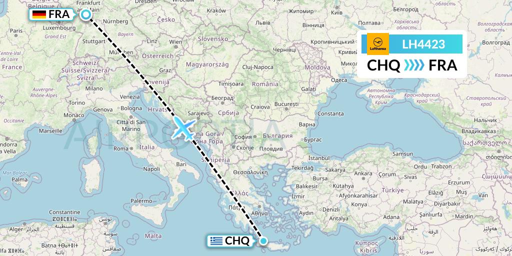 LH4423 Lufthansa Flight Map: Chania to Frankfurt