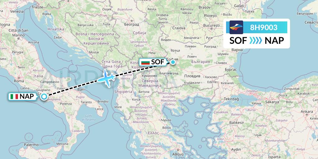 8H9003 BH Air Flight Map: Sofia to Naples