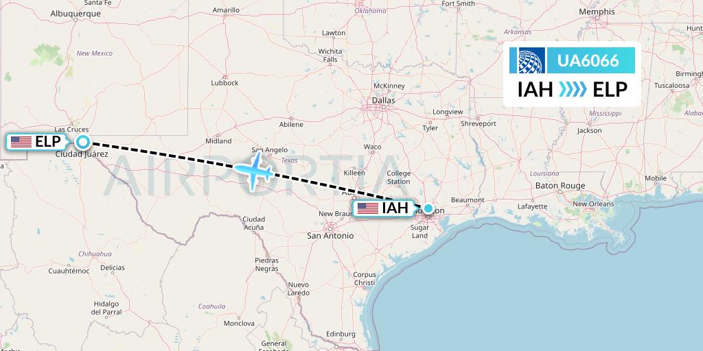 UA6066 United Airlines Flight Map: Houston to El Paso