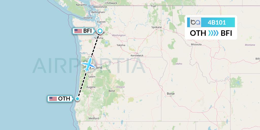 4B101 Boutique Air Flight Map: North Bend to Seattle