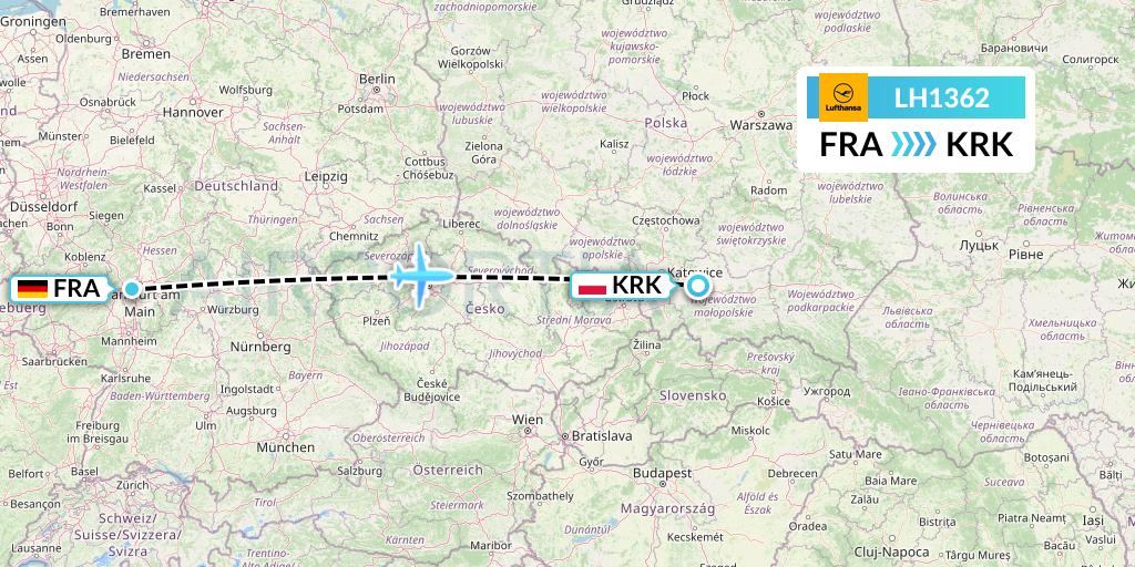 LH1362 Lufthansa Flight Map: Frankfurt to Krakow