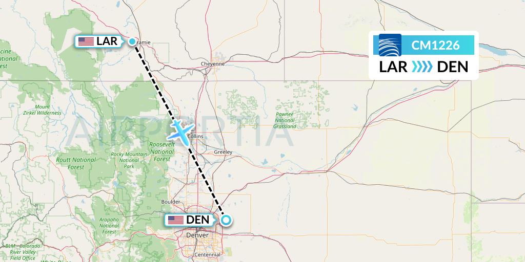 CM1226 Copa Airlines Flight Map: Laramie to Denver