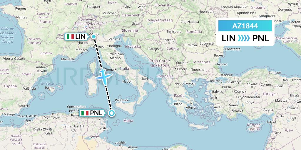 AZ1844 ITA Airways Flight Map: Milan to Pantelleria