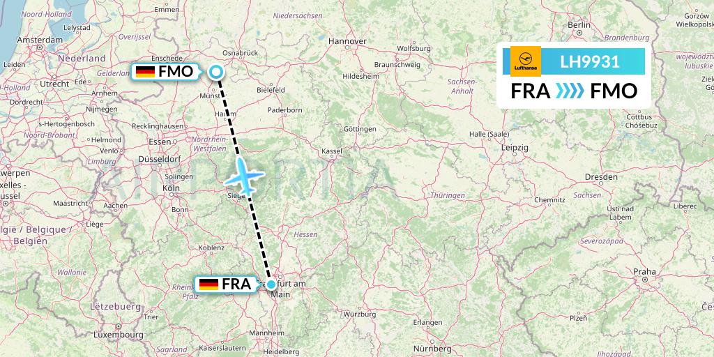 LH9931 Lufthansa Flight Map: Frankfurt to Munster