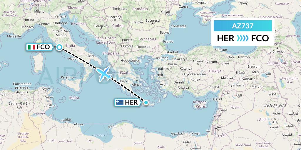 AZ737 ITA Airways Flight Map: Heraklion to Rome