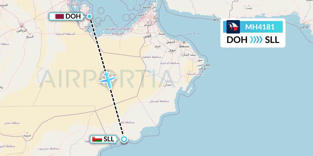 MH4181 Malaysia Airlines Flight Map: Doha to Salalah