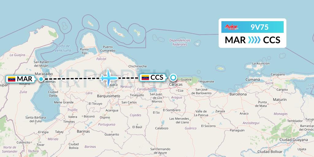 9V75 Flight Status Avior Airlines Maracaibo to Caracas (ROI75)