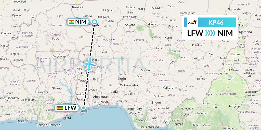 KP46 ASKY Flight Map: Lome to Niamey