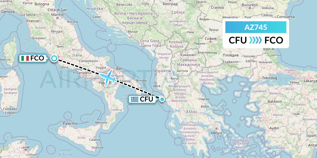AZ745 ITA Airways Flight Map: Corfu to Rome