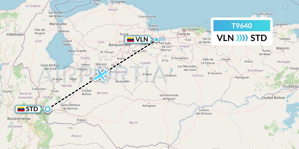 T9640 Turpial Airlines Flight Map: Valencia to Santo Domingo