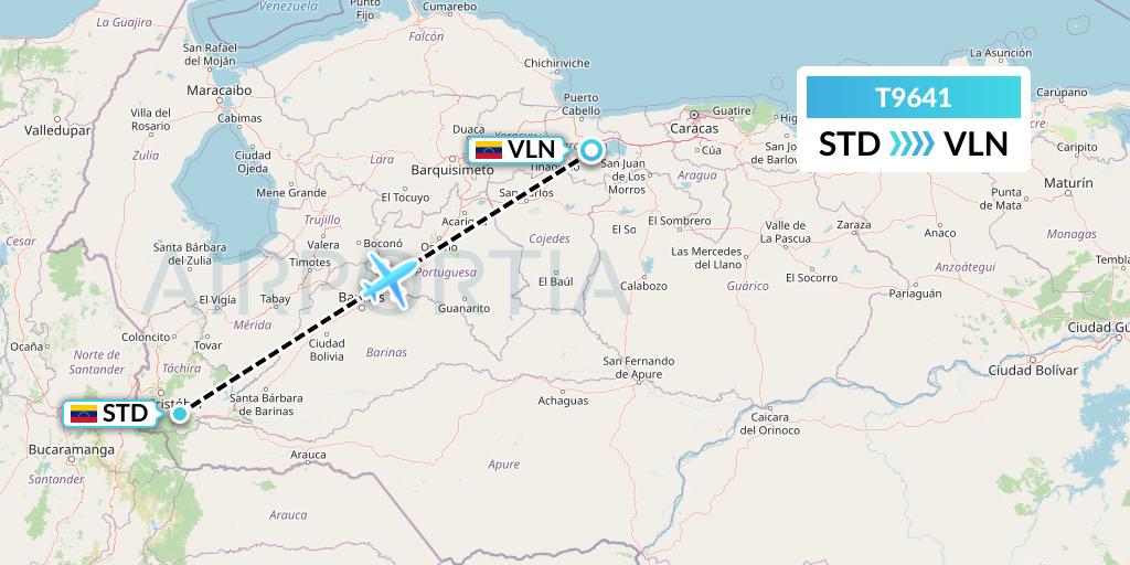 T9641 Turpial Airlines Flight Map: Santo Domingo to Valencia