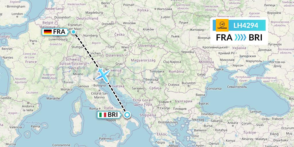 LH4294 Lufthansa Flight Map: Frankfurt to Bari