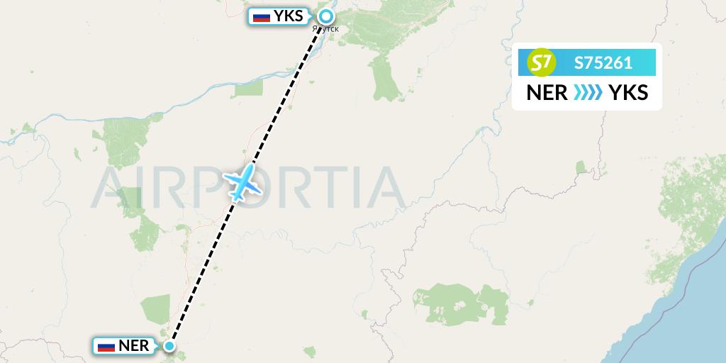 S75261 S7 Airlines Flight Map: Chulman to Yakutsk
