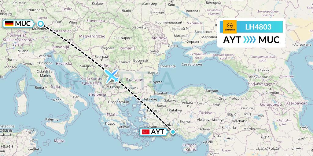 LH4803 Lufthansa Flight Map: Antalya to Munich