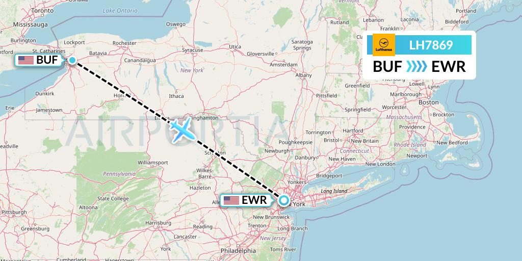 LH7869 Lufthansa Flight Map: Buffalo to New York