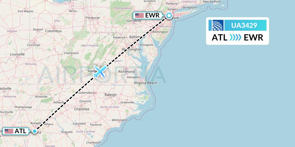 UA3429 United Airlines Flight Map: Atlanta to New York