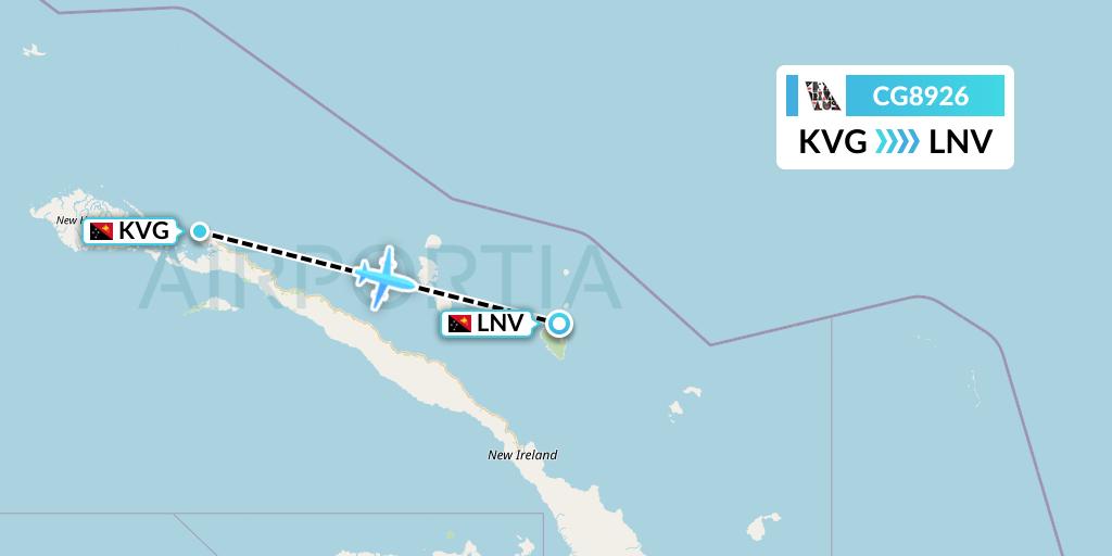 CG8926 Airlines PNG Flight Map: Kavieng to Londolovit