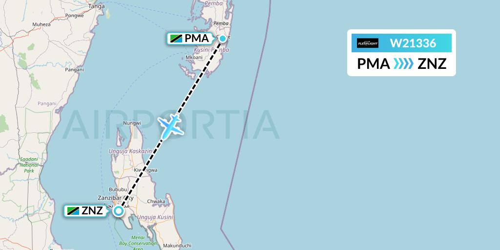 W21336 Flex Flight Flight Map: Chake to Zanzibar