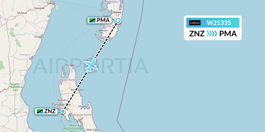 W21335 Flex Flight Flight Map: Zanzibar to Chake