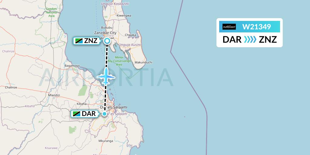 W21349 Flex Flight Flight Map: Dar-es-Salaam to Zanzibar