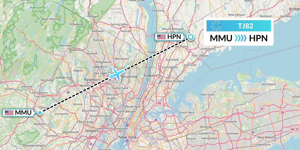 TJ82 Tradewind Aviation Flight Map: Morristown to White Plains