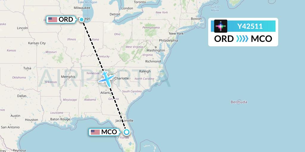 Y42511 Volaris Flight Map: Chicago to Orlando