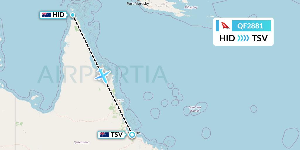 QF2881 Qantas Flight Map: Horn Island to Townsville