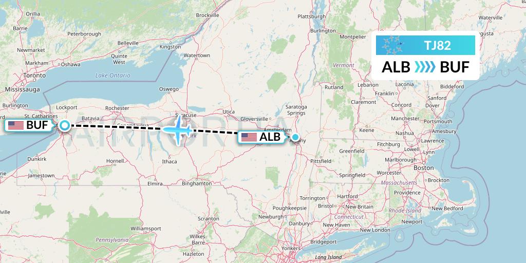TJ82 Tradewind Aviation Flight Map: Albany to Buffalo