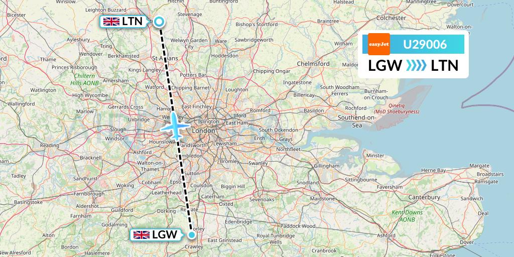 U29006 EasyJet Flight Map: London to London