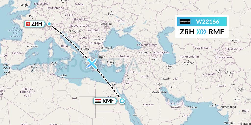 W22166 Flex Flight Flight Map: Zurich to Marsa Alam