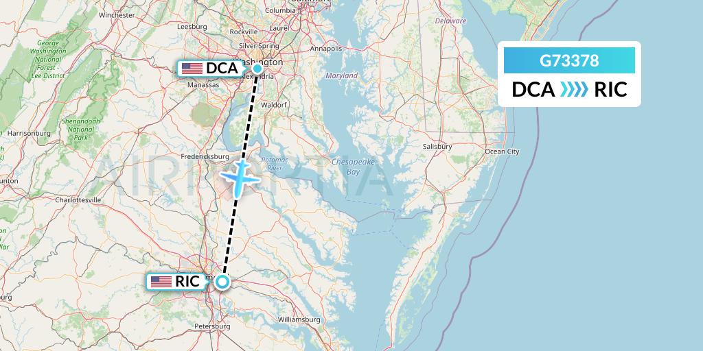 G73378 GoJet Flight Map: Washington to Richmond