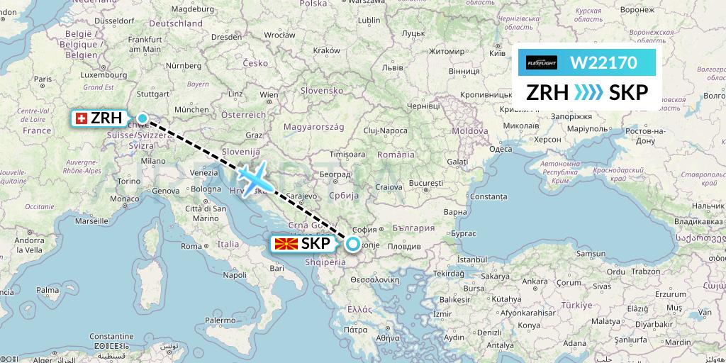 W22170 Flex Flight Flight Map: Zurich to Skopje