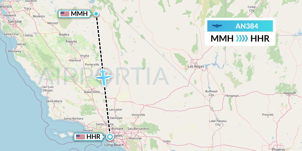 AN384 Advanced Air Flight Map: Mammoth Lakes to Hawthorne