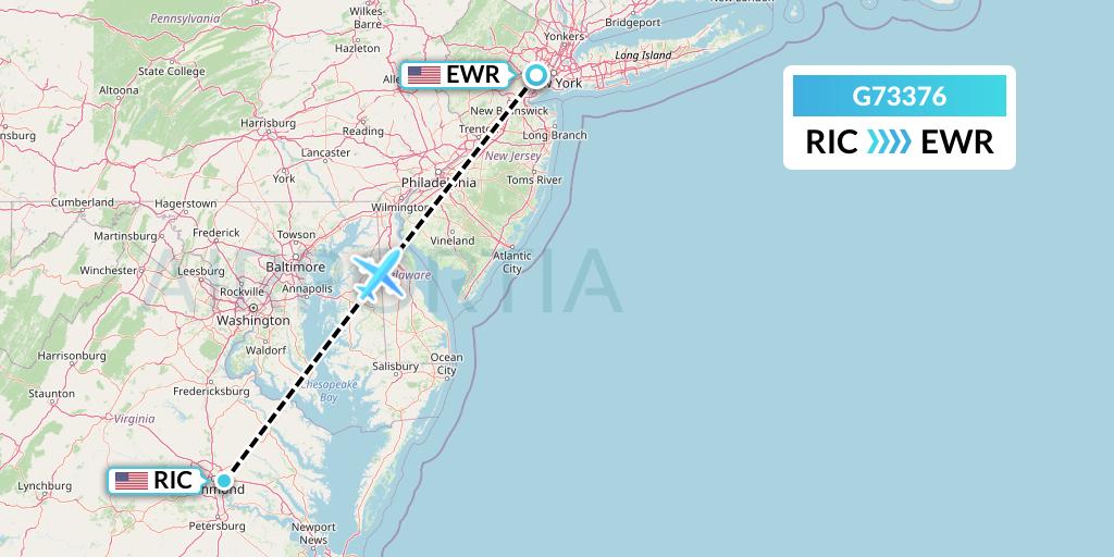 G73376 GoJet Flight Map: Richmond to New York