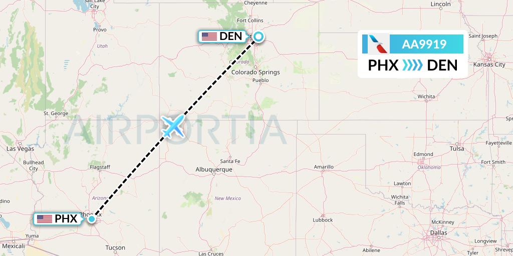 AA9919 American Airlines Flight Map: Phoenix to Denver
