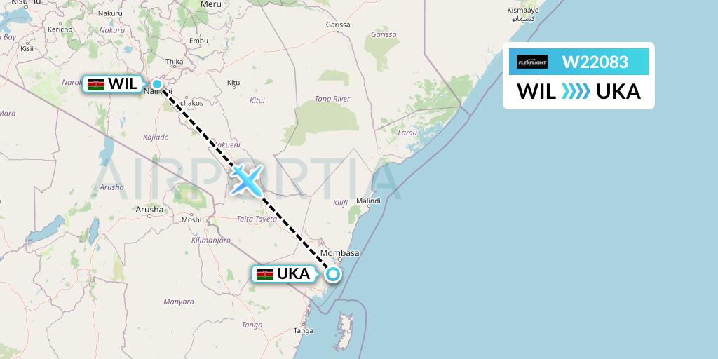 W22083 Flex Flight Flight Map: Nairobi to Ukunda