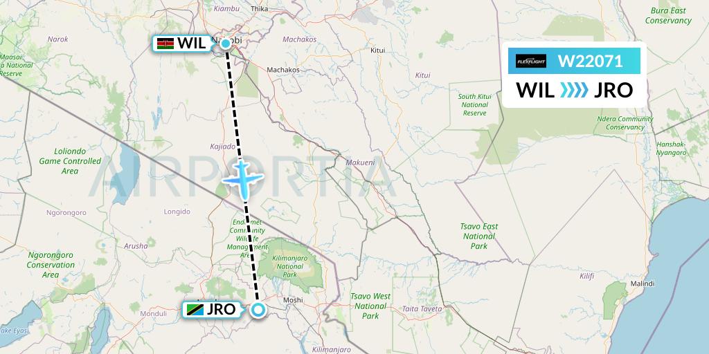 W22071 Flex Flight Flight Map: Nairobi to Kilimanjaro