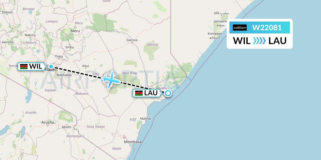 W22081 Flex Flight Flight Map: Nairobi to Lamu