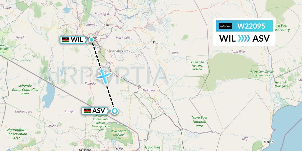 W22095 Flex Flight Flight Map: Nairobi to Amboseli National Park