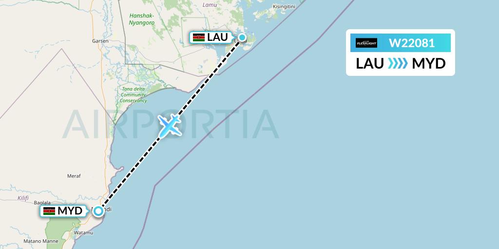 W22081 Flex Flight Flight Map: Lamu to Malindi