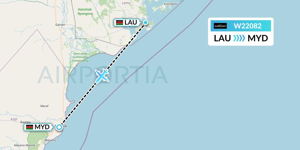 W22082 Flex Flight Flight Map: Lamu to Malindi