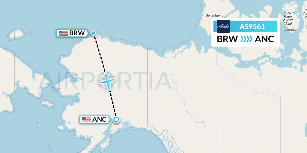 AS9561 Alaska Airlines Flight Map: Barrow to Anchorage