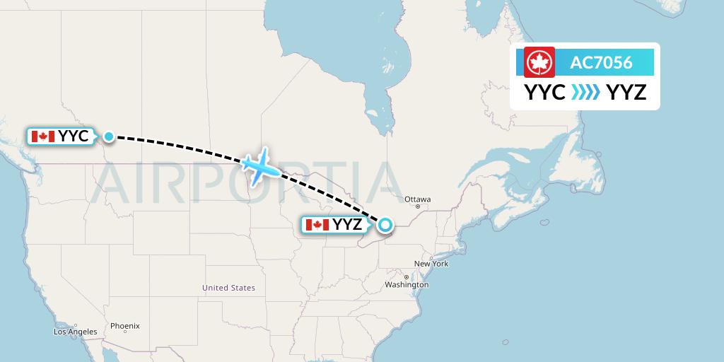 AC7056 Air Canada Flight Map: Calgary to Toronto