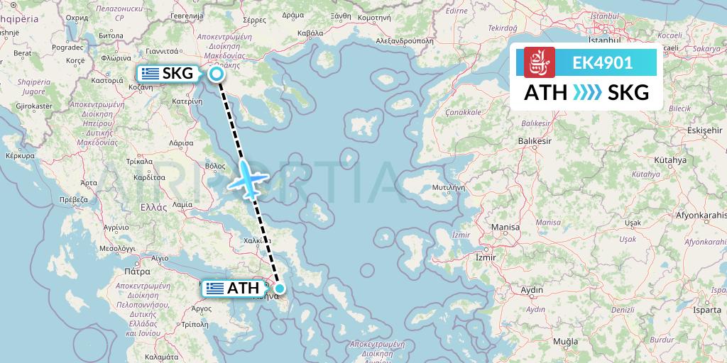 EK4901 Flight Status Emirates Athens to Thessaloniki (UAE4901)