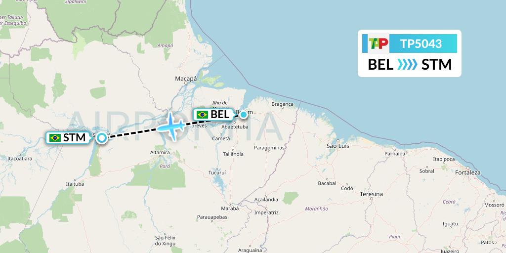 TP5043 TAP Portugal Flight Map: Belem to Santarem